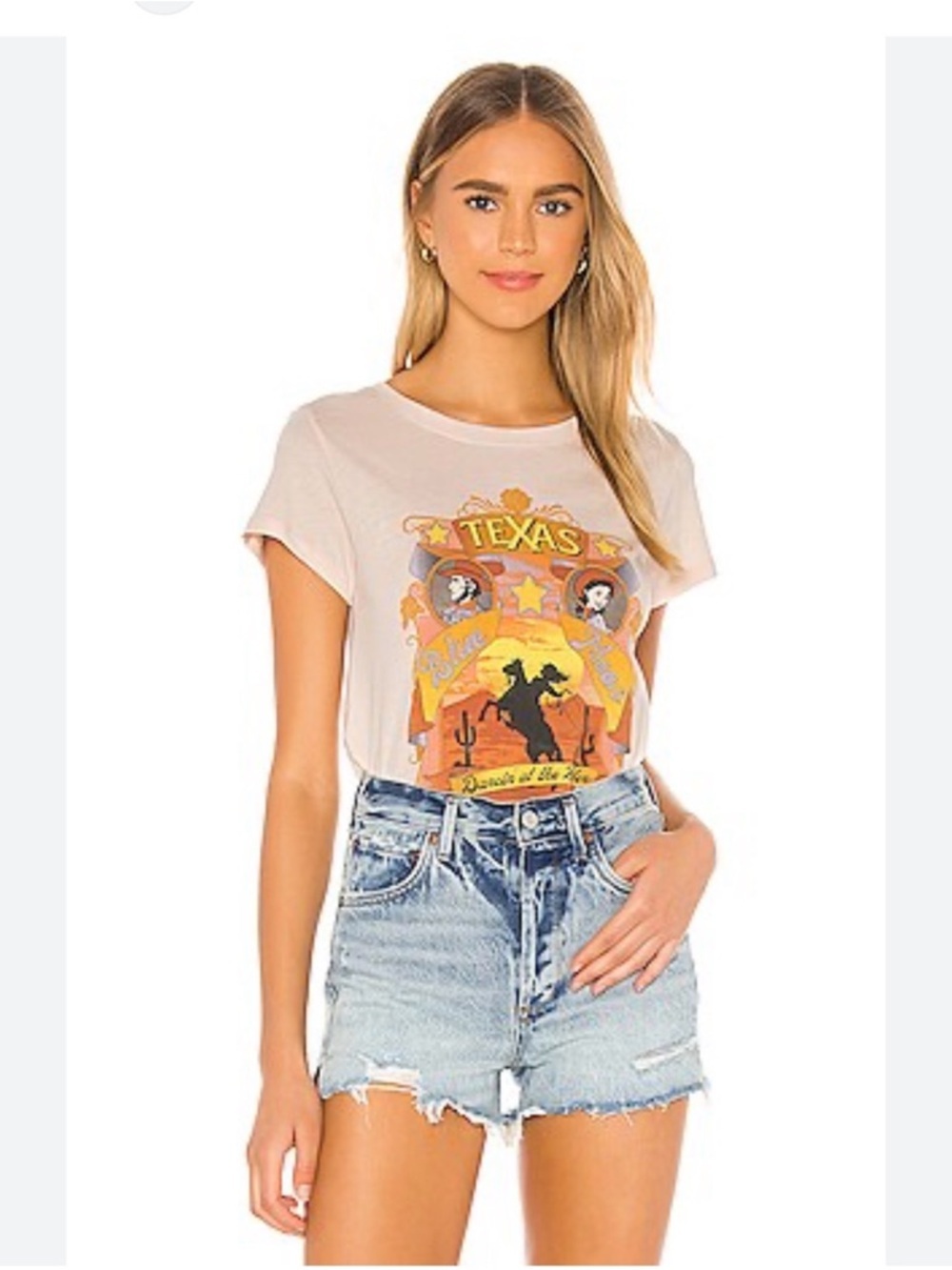SPELL Texan Blue Moon Organic Girlfriend Tee Sand Size Large